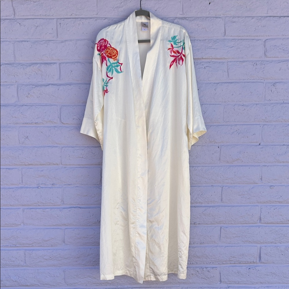 Vintage Natori Embroidered Full Length Robe - Picture 1 of 11